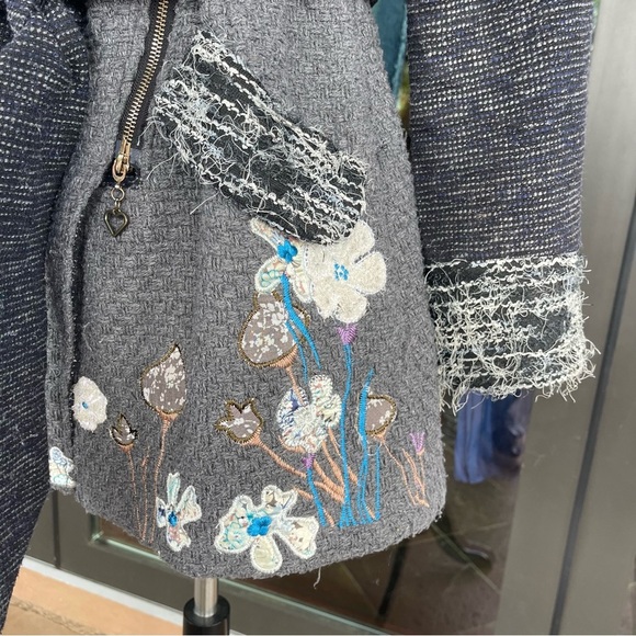 SACRED THREADS ~ Fantastic Pattern-Blocked Jacket w/Floral Detail at Hem ~Medium - Picture 5 of 7